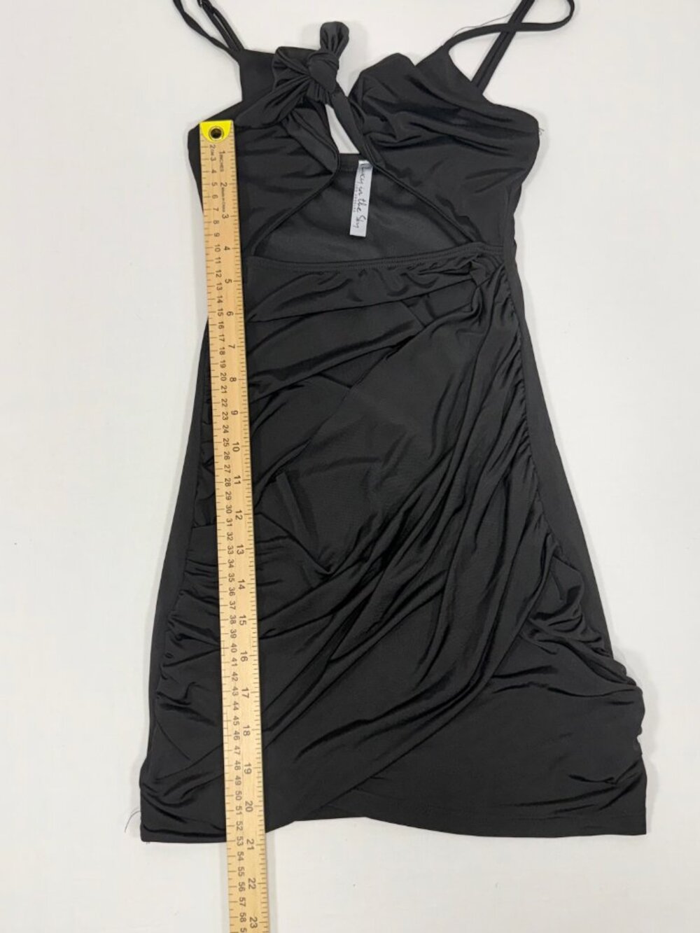 Draped Knot Cutout Lucy in the Sky Black Polyester Mini Dress Size XS - Picture 7 of 9